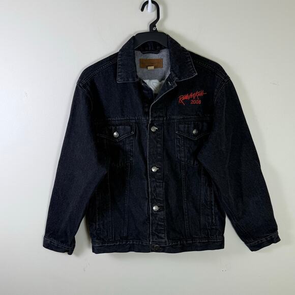 Vintage Port Authority Jacket Mens S Blue Denim Medium Wash Trucker Biker y2k - Picture 1 of 7
